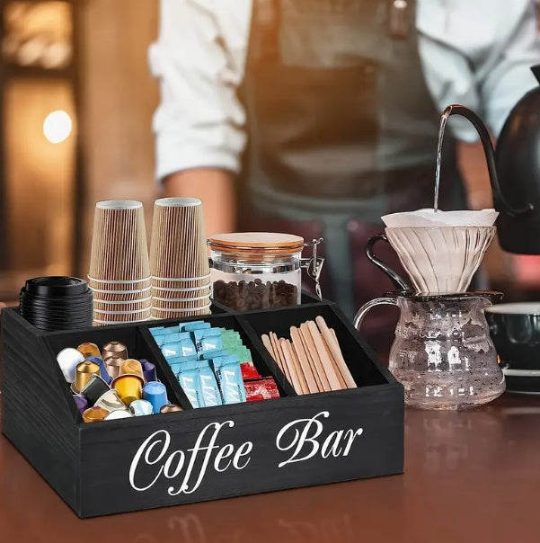 Coffee Bar Organizer - Rustic Wooden Nespresso Pod Holder, Declutter Your Kitchen Countertop or Office LadyShow.Store