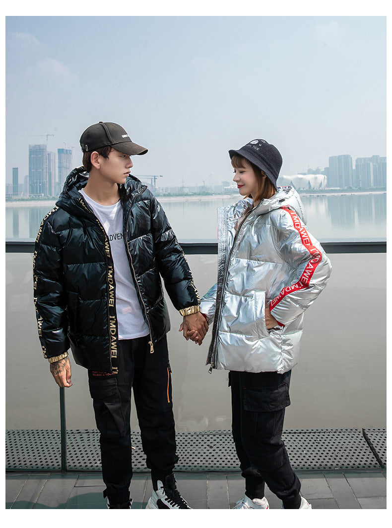 Glossy Down Jacket Men's New Hooded Thick Loose Down Jacket Best YouTube Store