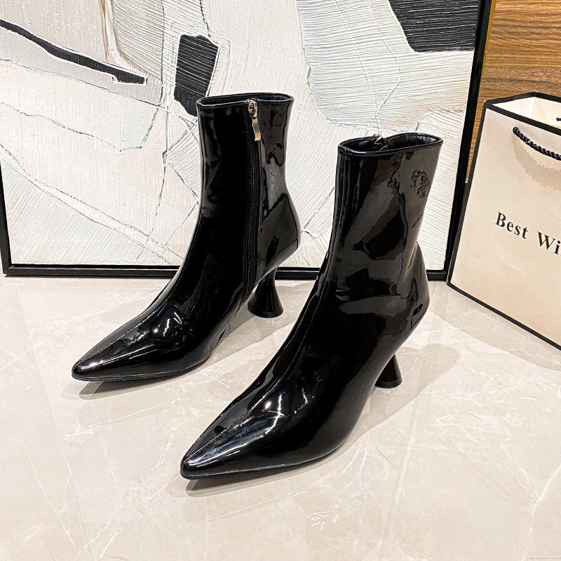 Women Boots Pointed Toe Ankle Boots Side Zipper Shoes LadyShow.Store