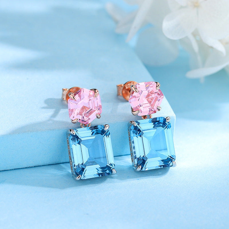 S925 Silver Pagoda Sapphire Earrings LadyShow.Store