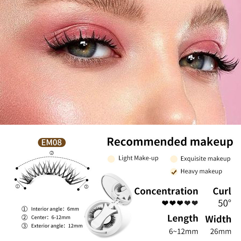 Magnetic False Eyelashes Integrated Storage Box Glue-free Magnet False Eyelashes Natural Makeup Tools With Applicater LadyShow.Store