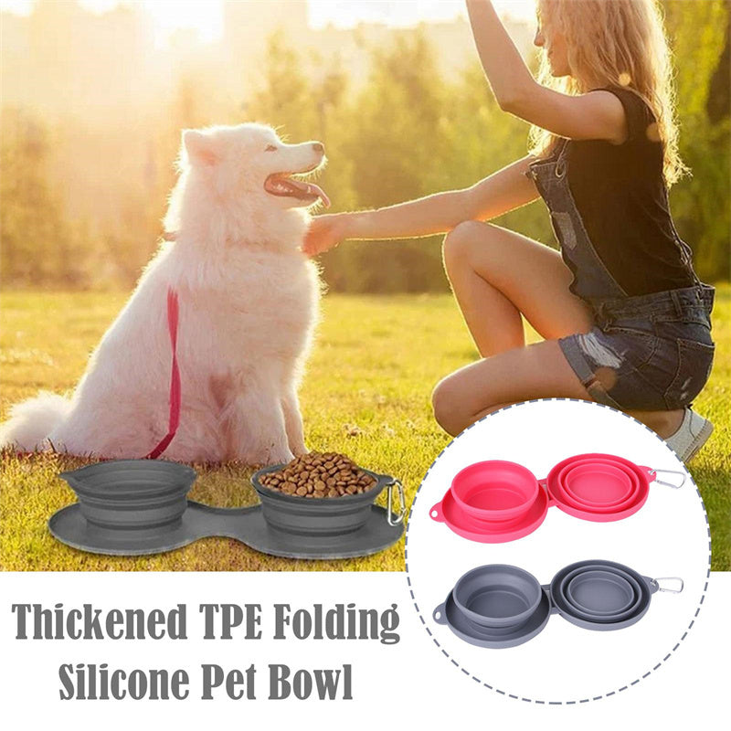 Rubber Foldable Double Bowl Pets Fashion