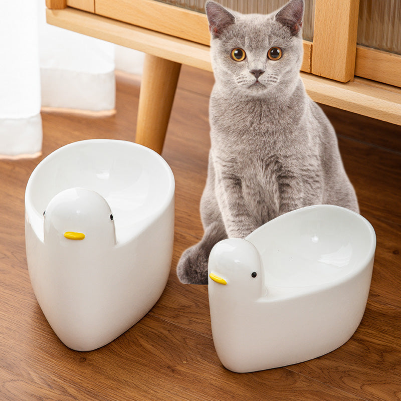 Ceramic Pet Cat Bowl High Feet Neck Guard Anti-Black Chin Pets Fashion