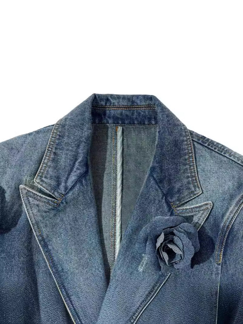Retro Distressed 3D Rose Flower Ripped Do The Old Cowboy Coat Best YouTube Store