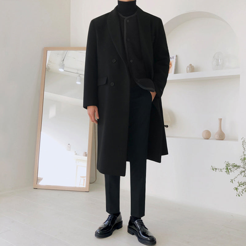 Men's British Style Woolen Coat - Thickened Winter Jacket Pi-Mart