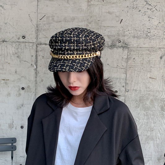 Vintage Tweed Octagonal Hat NorixaFashion.com
