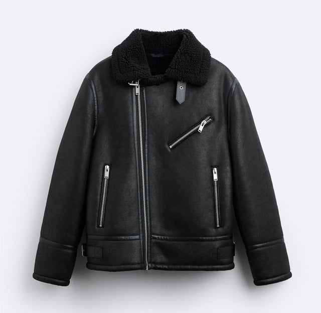 TAOP&ZA Men's Faux Lamb Fur Jacket for Fall/Winter Pi-Mart