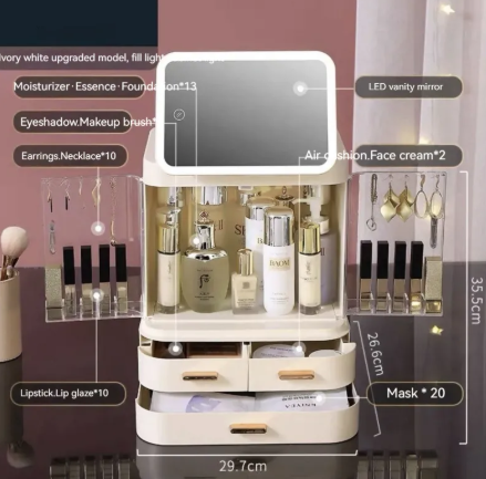 Lighted Mirror Makeup Storage Box LadyShow.Store