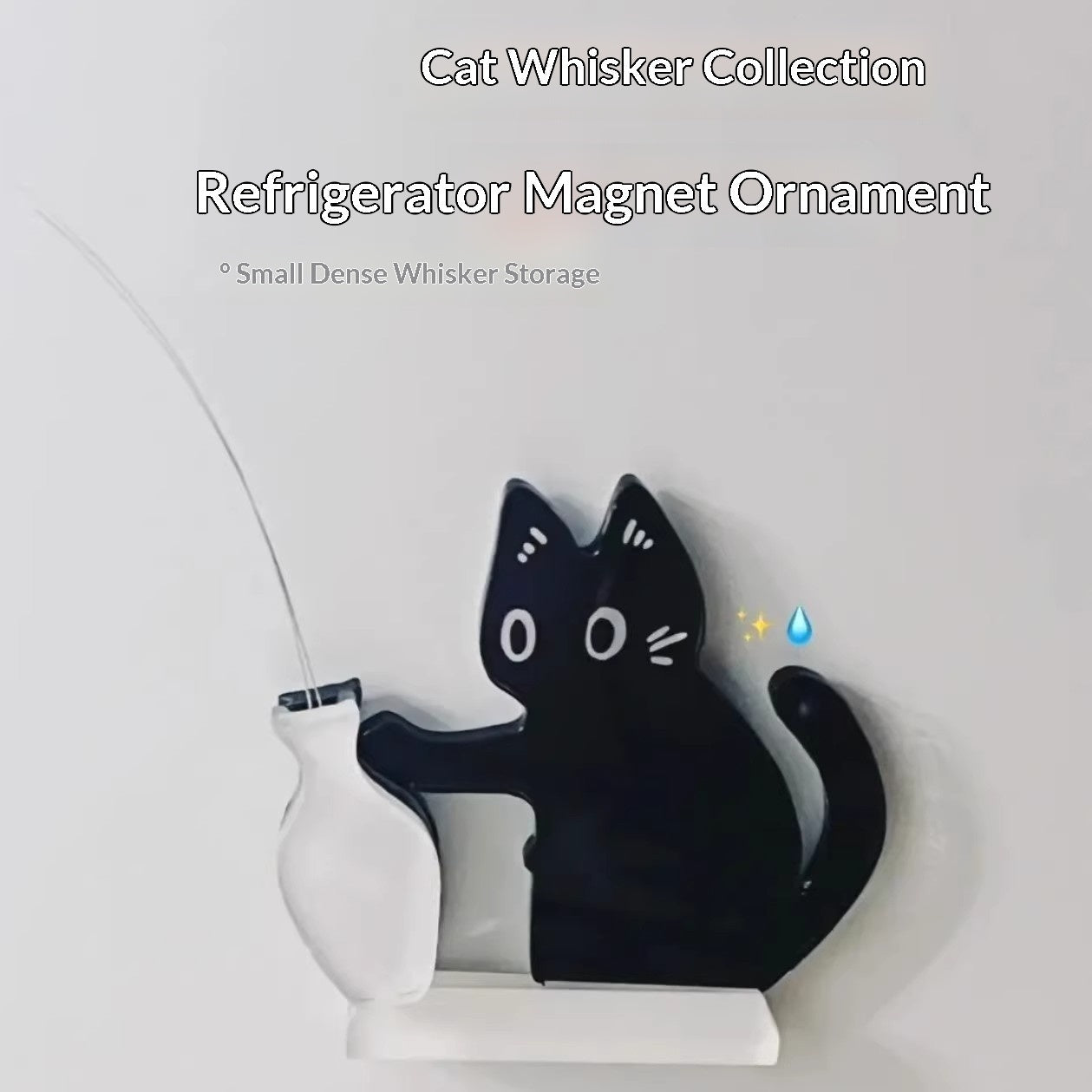 Creative Black Cat Fridge Magnet Acrylic Refrigerator Sticker Cat Whisker Fridge Magnet Figurine Kitchen Decor Gifts PearlNestDecor.com