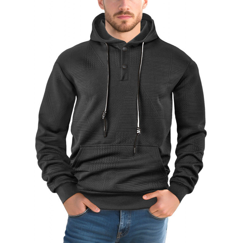 Pullover Solid Color Casual Sports Loose Long Sleeve Hooded Sweater Men LadyShow.Store