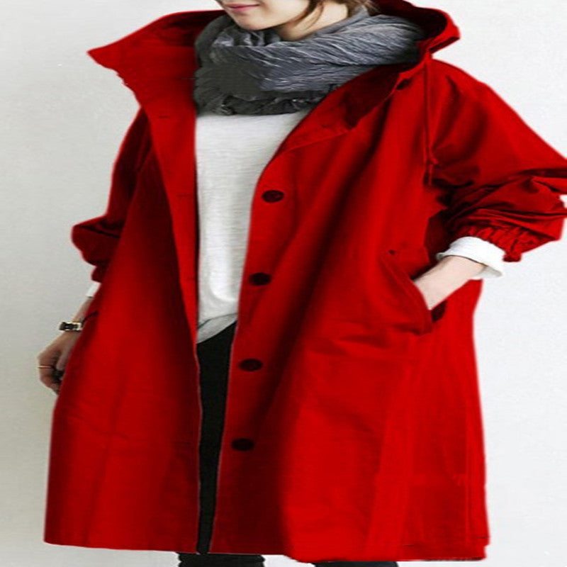 Women Windbreaker Jacket Casual Loose Button Pockets Hooded Quick Dry Windproof Waterproof Clothes For Outdoor Hiking Camping LadyShow.Store