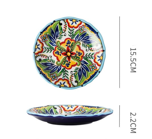 Underglaze Ceramic Tableware Bohemian Household Dishes LadyShow.Store