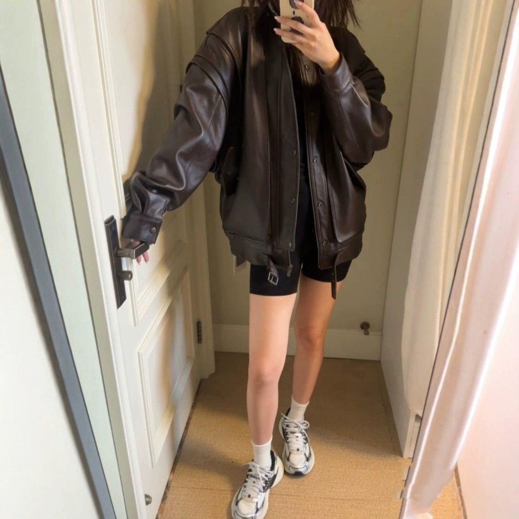 Vintage Industrial Leather Jacket With A High-end Feel LadyShow.Store