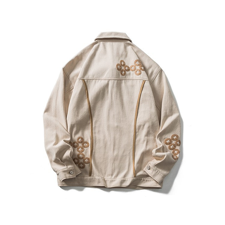 Copper Coin Embroidered Multi-pocket Jackets For Couples