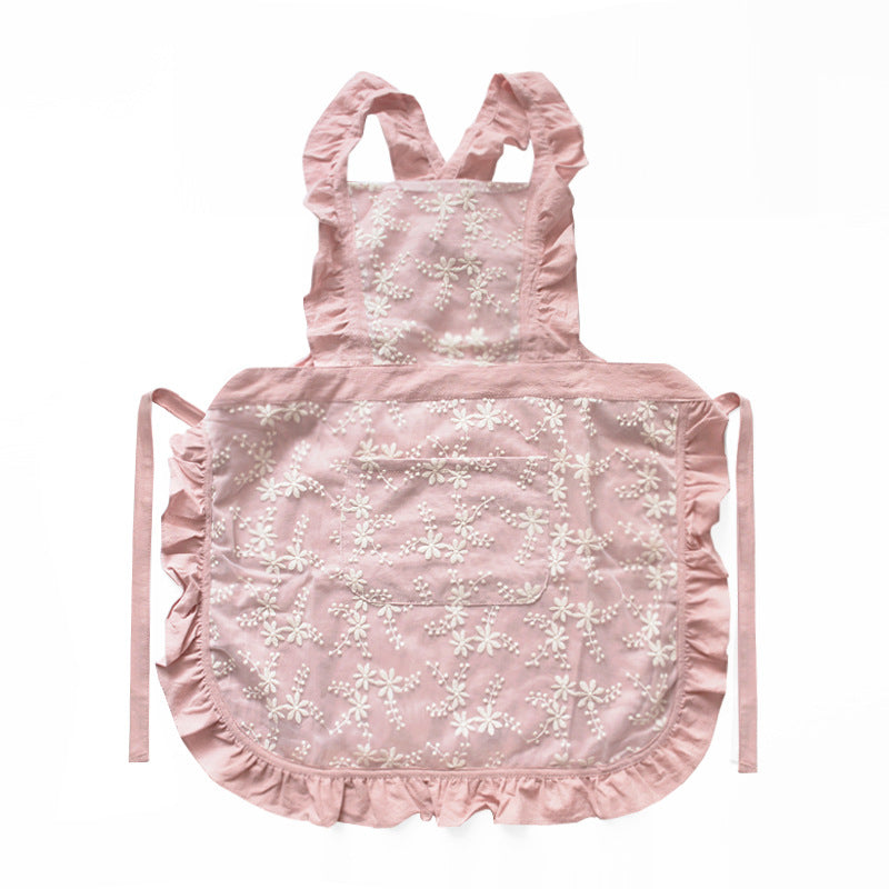 Kitchen Household Minimalist Cotton Linen Lace X Strap Apron PearlNestDecor.com
