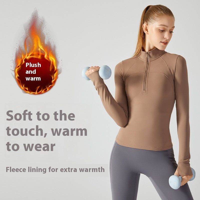 Fleece-lined Yoga Clothing Top Long Sleeve Fitness Best YouTube Store