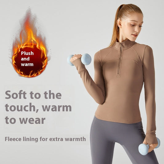 Fleece-lined Yoga Clothing Top Long Sleeve Fitness Best YouTube Store