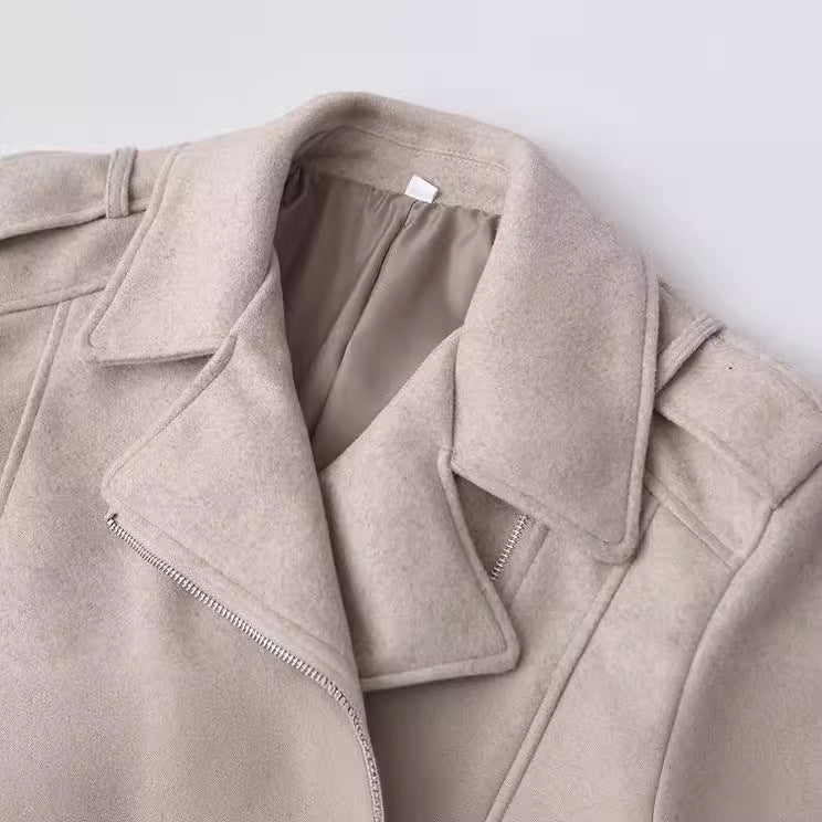 Fashion Motorcycle Woolen Jacket Coat LadyShow.Store