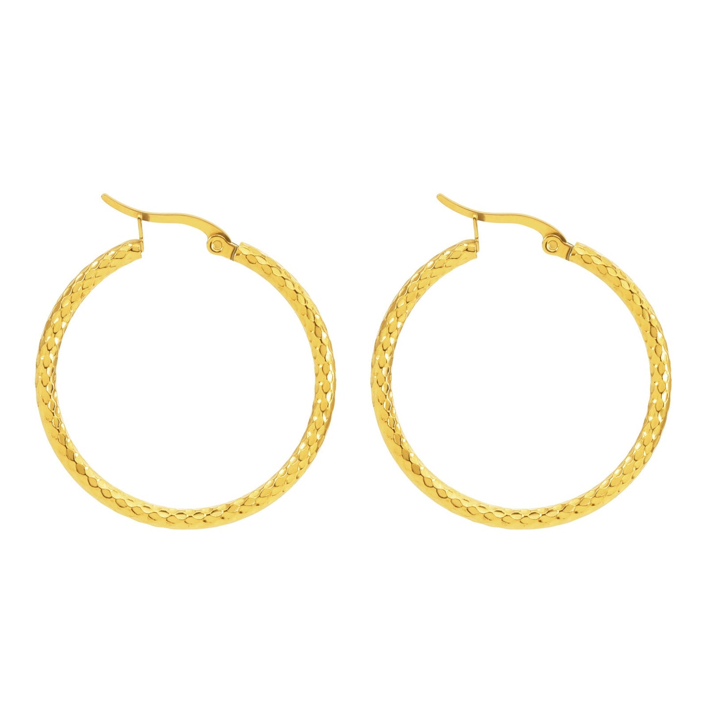 18K Gold-plated Dense Emboss Round Ring Earrings Advanced Sense LadyShow.Store