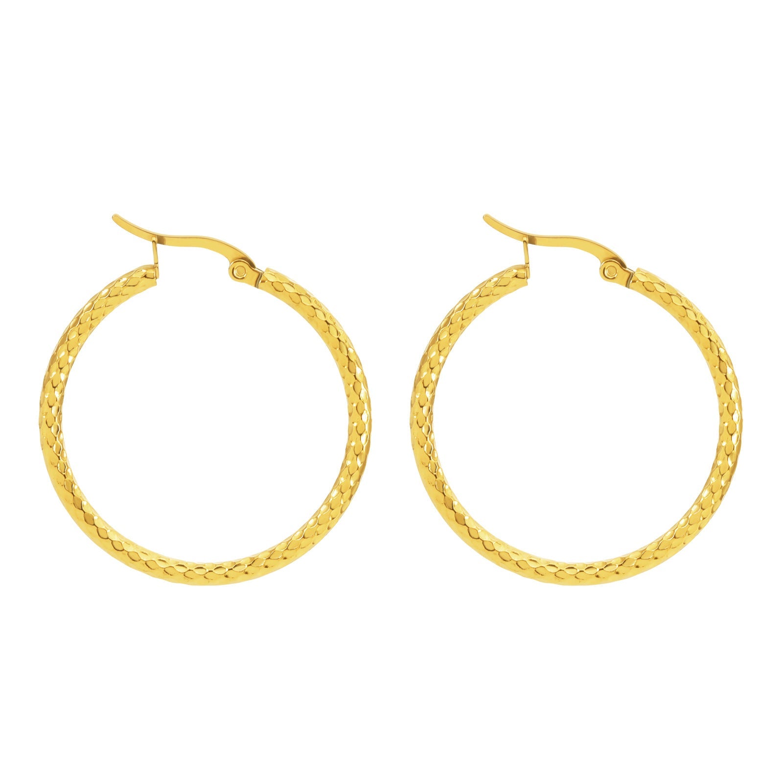 18K Gold-plated Dense Emboss Round Ring Earrings Advanced Sense LadyShow.Store