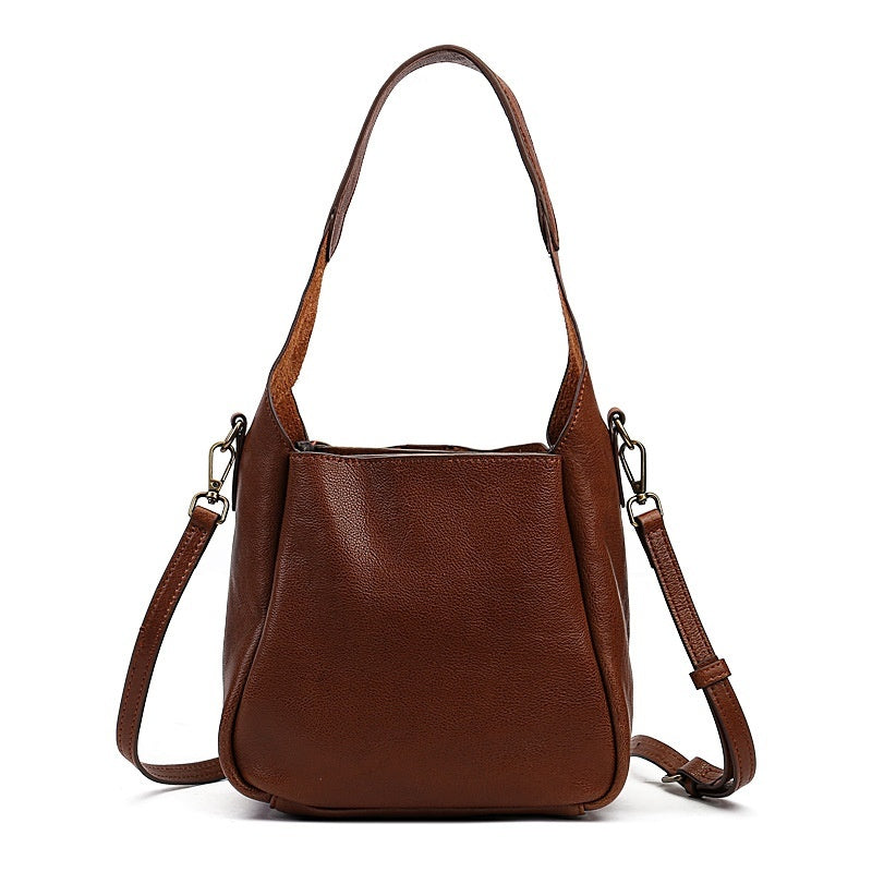 Solid Color Women's Portable Cross-body Bag First Layer Cowhide LadyShow.Store