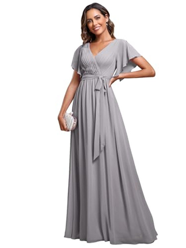 Sexy V-neck Chiffon Dress Women NorixaFashion.com