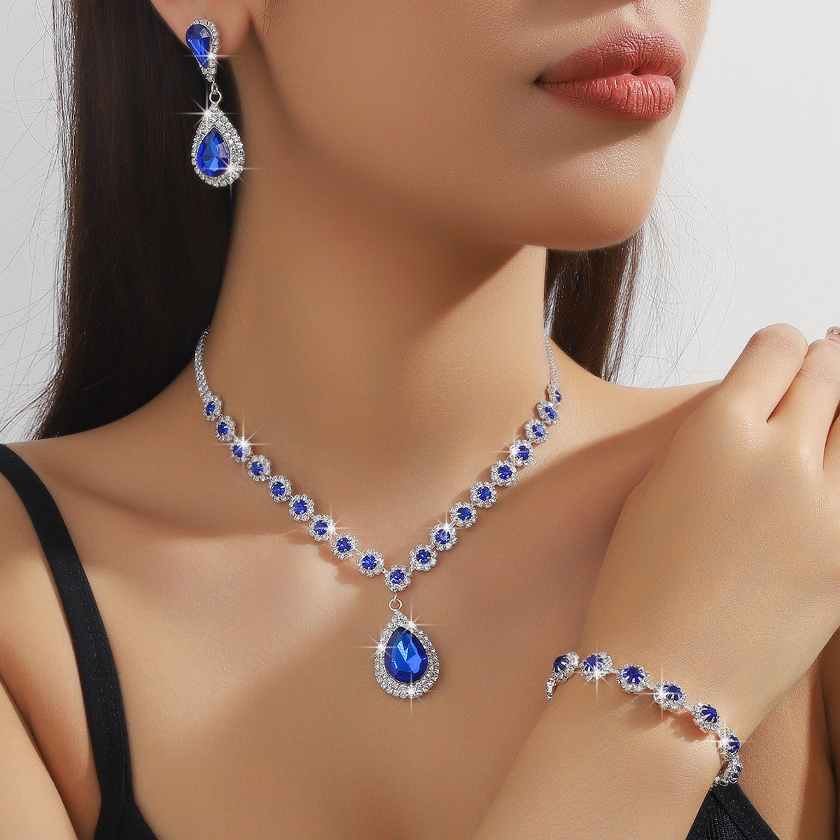 Diamond Necklace Earrings And Bracelet Three Piece Jewelry Set Best YouTube Store