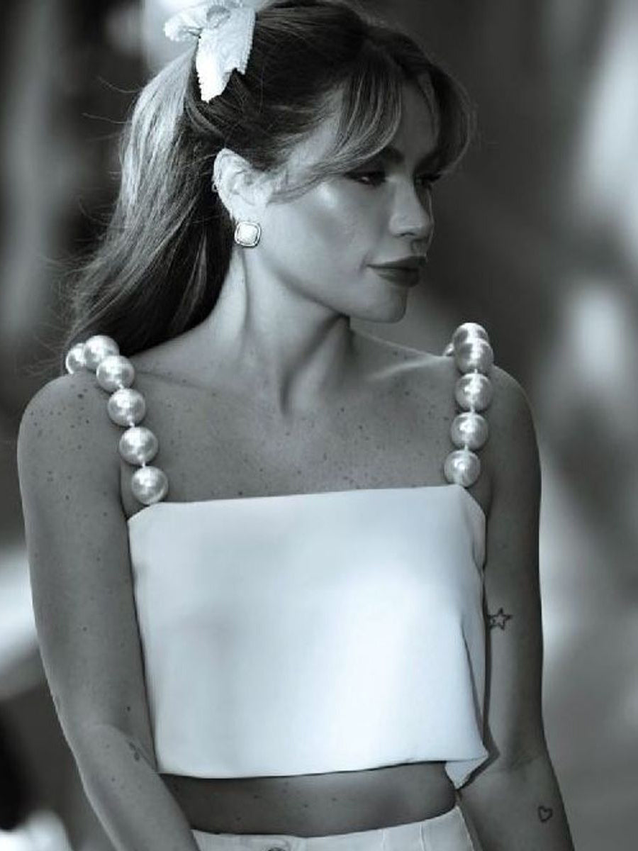 Elegant Pearl Short Vest NorixaFashion.com