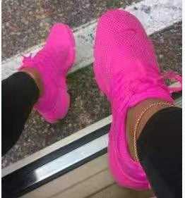 New Thick-soled Fly-woven Mesh Large Size Outdoor Breathable Sneakers LadyShow.Store