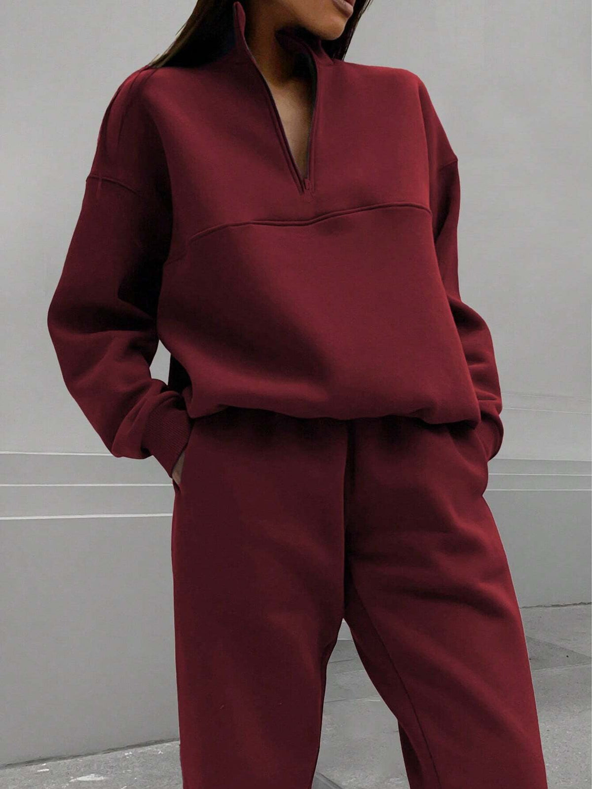 Long-sleeved Sports Sweatshirt Suit Fashion Stand-up Collar Zip-up Top And Elastic Band Trousers With Pocket Srping Fall Clothing For Women NorixaFashion.com