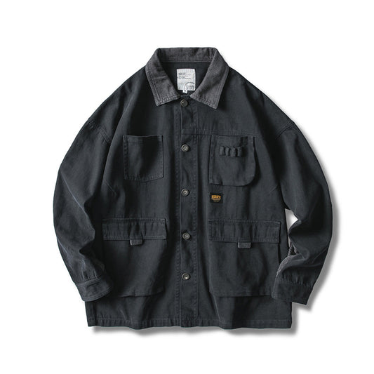 Men's Loose Workwear Jacket with Corduroy Collar Pi-Mart