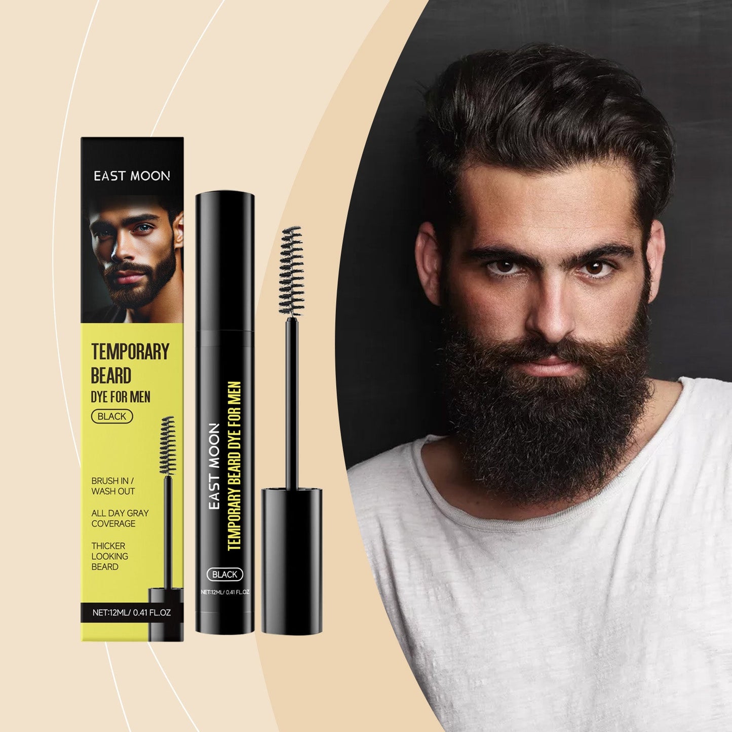 Men's Beard And Eyebrow Dye Black Tri Light Beauty