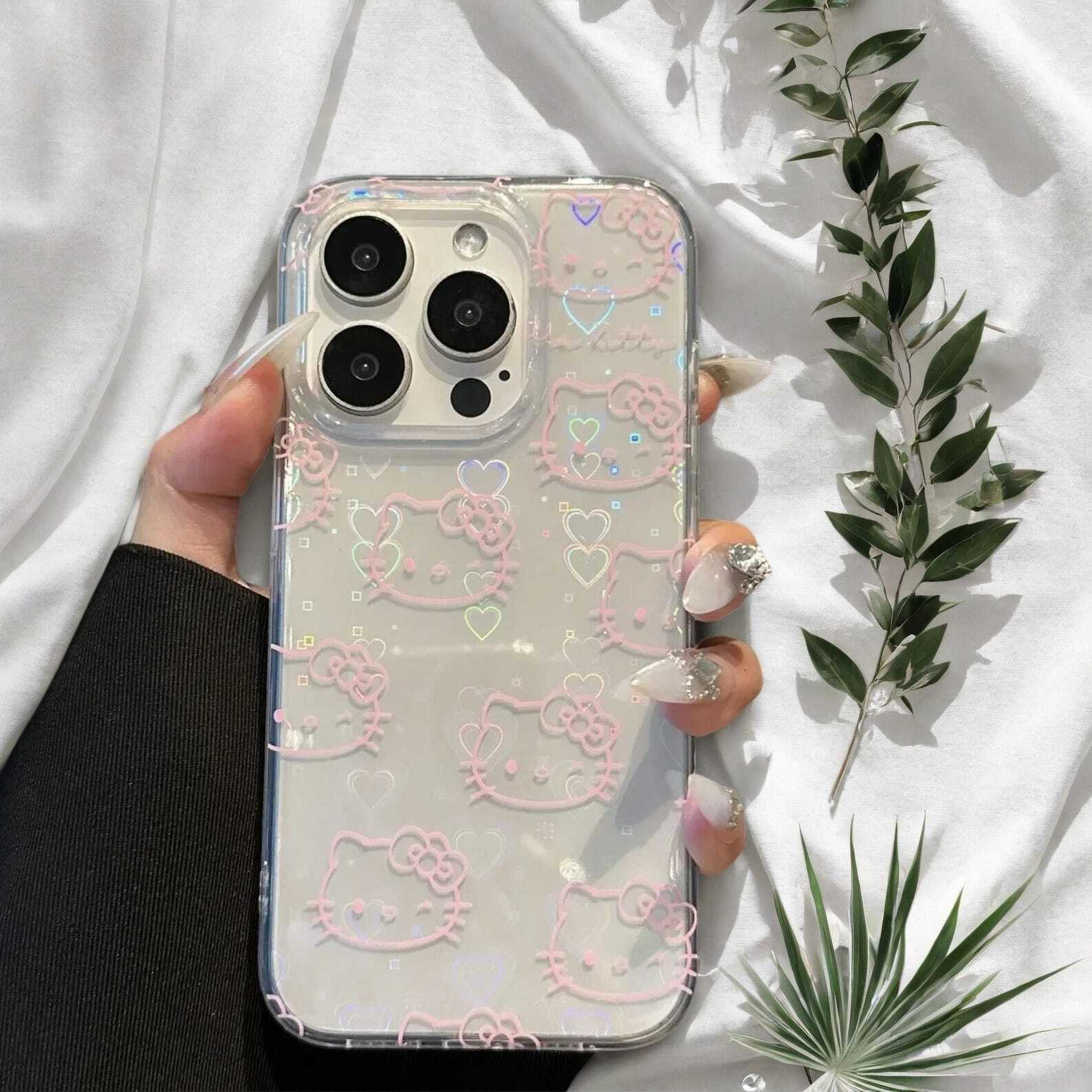 Cute Kawaii Cat Phone Case for iPhone 15 14 13 12 11 Pro Max Plus Pink Laser Protective Cover with Cute Design LuxuryLifeWay Online Store
