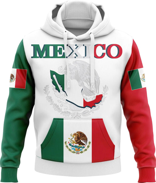BJQ Mens Mexico Flag Hoodie Unisex Mexican Hoodie Long Sleeve Pullover Mexican Patriotic Sweatshirt Hoodie for Mexicans Pi-Mart