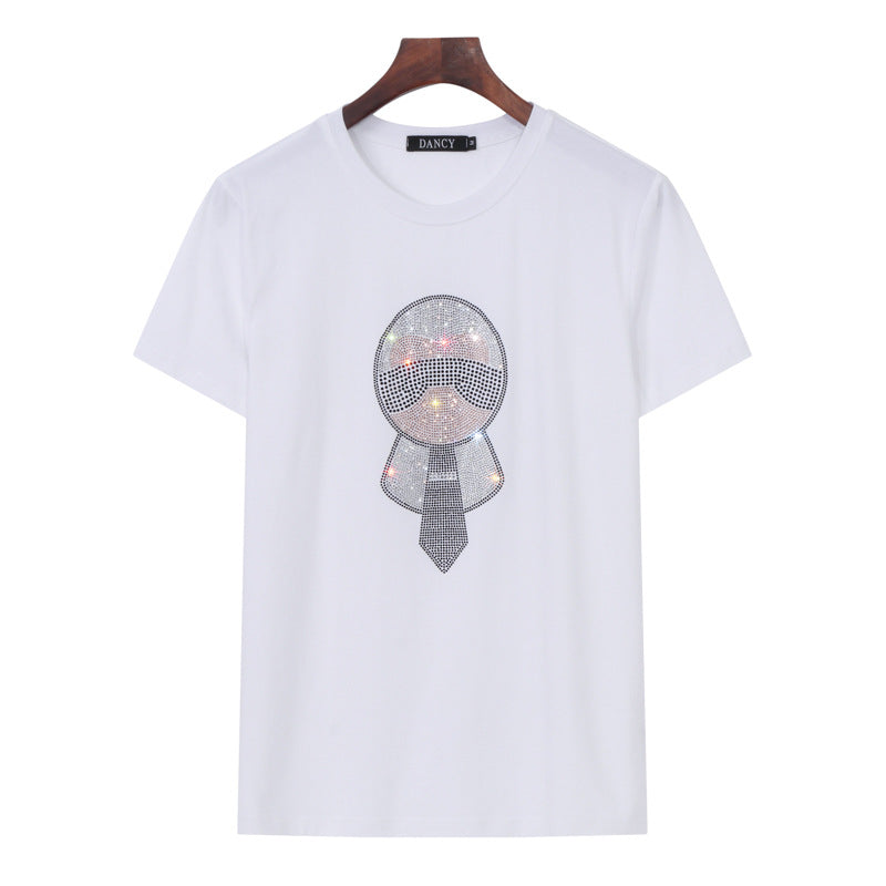 Plus Size Women's Rhinestone Character T-Shirt Fashion Pi-Mart