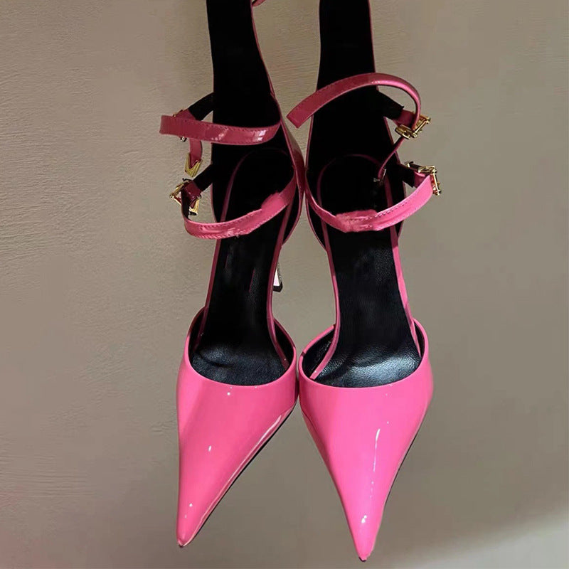 Women's Pointed Patent Leather High Heel Sandals Best YouTube Store