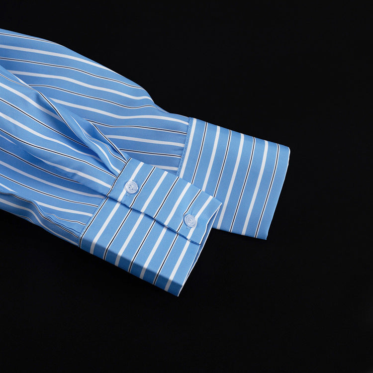 Commuter Long-sleeved Black Tie Shirt With Irregular Hem NorixaFashion.com