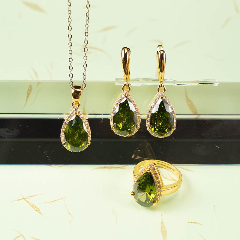 Drop-shaped Zircon Non-fading Ornament Three-piece Set LadyShow.Store
