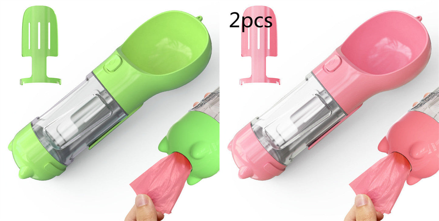 Pet Water Bottle Feeder Bowl Garbage Bag Storage Portable Pet Outdoor Travel 3 In 1 Dog Water Bottle Pets Fashion