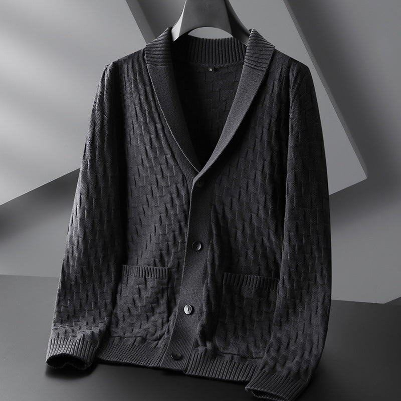 Men's Plus Size V-Neck Knitted Cardigan Jacket Pi-Mart