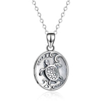 925 Sterling Silver Sea Turtle Photo Locket Necklace Photo Pendant Jewelry LadyShow.Store