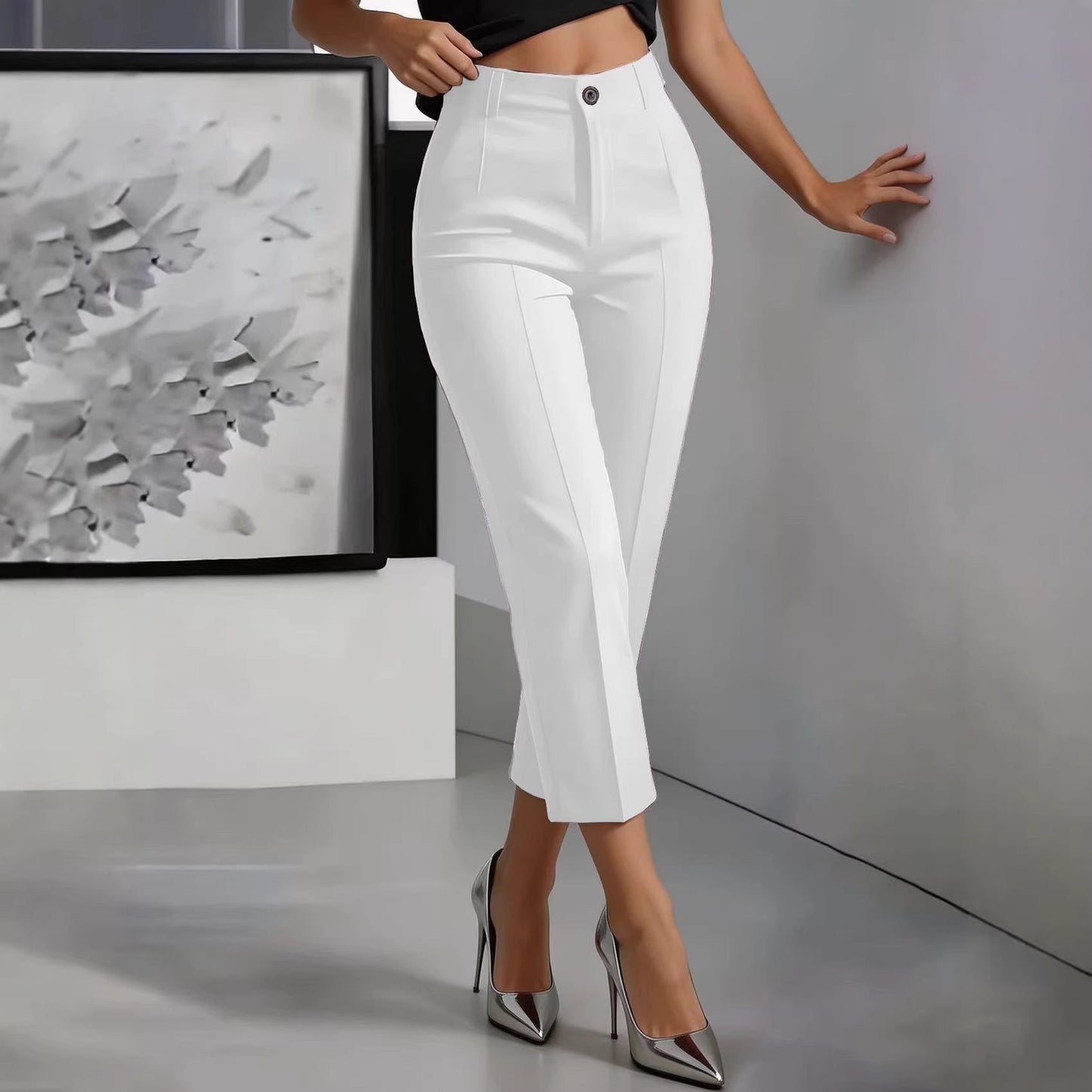 Women's High-Waisted Drapey Straight-Leg Pants NorixaFashion.com