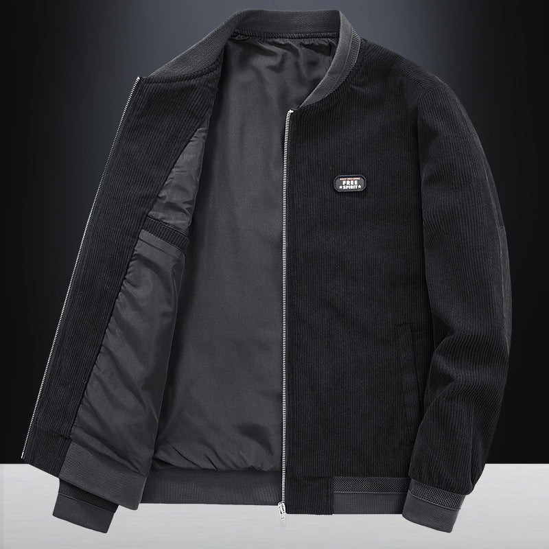 Men's Retro Corduroy Baseball Jacket for Spring & Autumn Pi-Mart