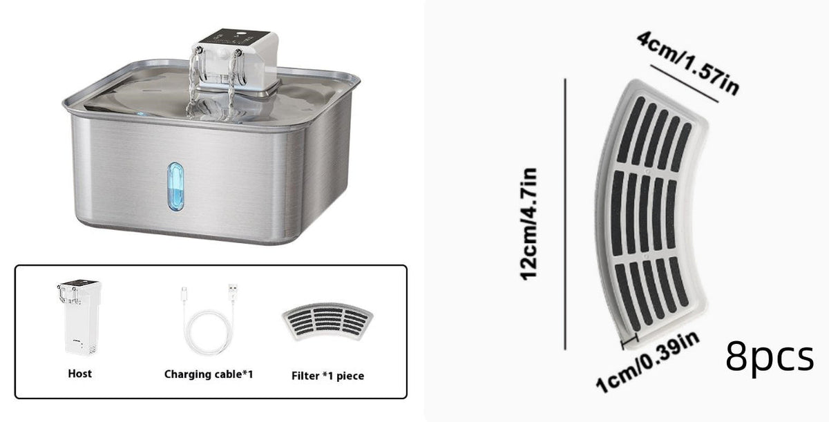 Wireless Cat Water Fountain Stainless Steel Rechargeable Pets Fashion