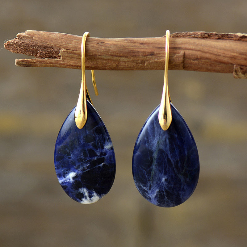 Bohemian Natural Stone Water Drop Pendant Earrings LadyShow.Store