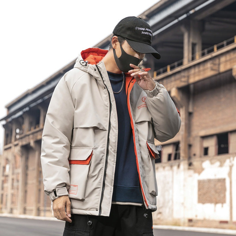 Fashion Print Hooded Cotton Jacket for Men Winter Wear Pi-Mart