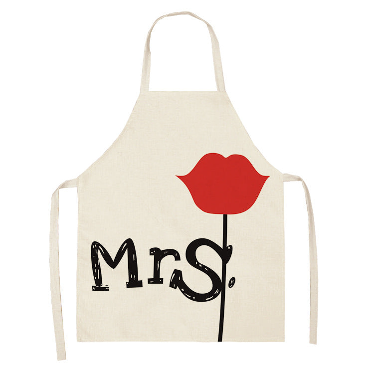 Letter Linen Apron Kitchen Stain-resistant Sleeveless Coverall PearlNestDecor.com