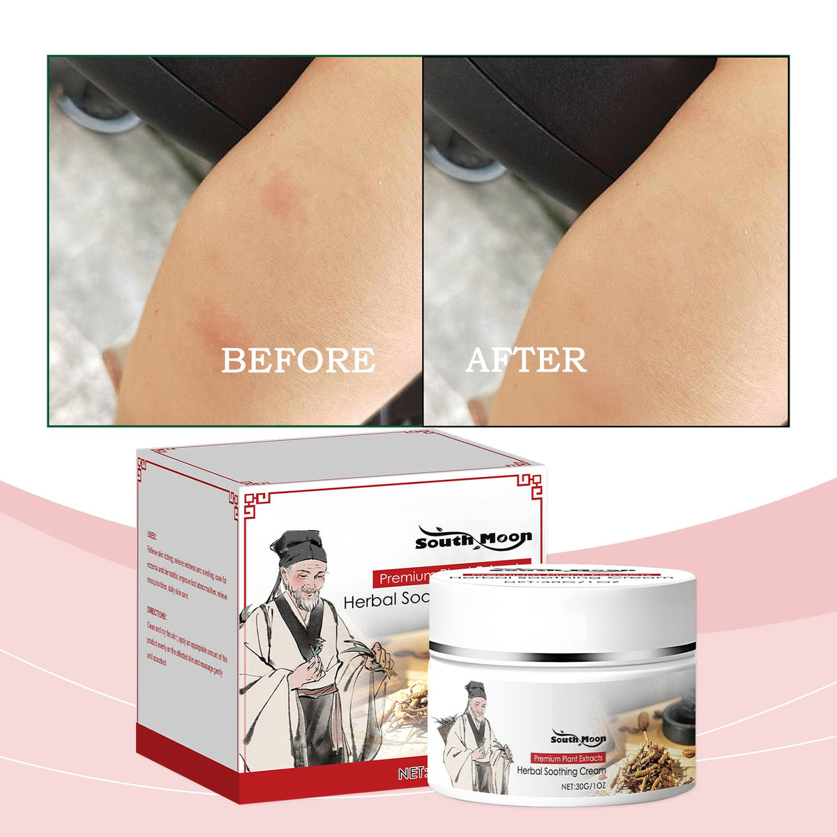 Gentle Ingredient Care Nourishes The Body's Skin, Daily Application Of Care Cream, Herbal Soothing Cream 30g, 1 Box Tri Light Beauty