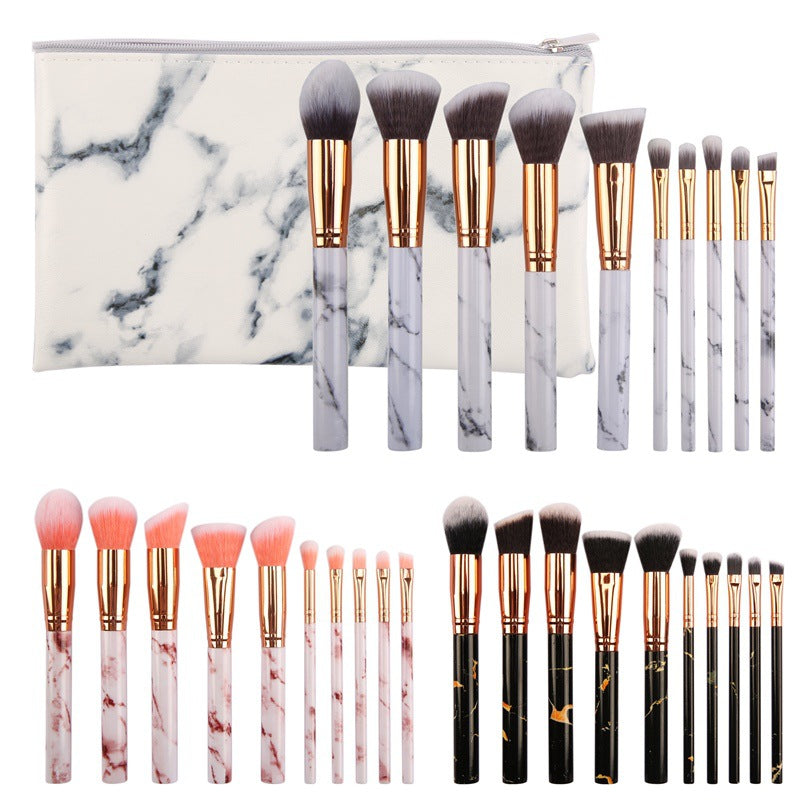 10-Piece Marble Pattern Makeup Brush Set LadyShow.Store