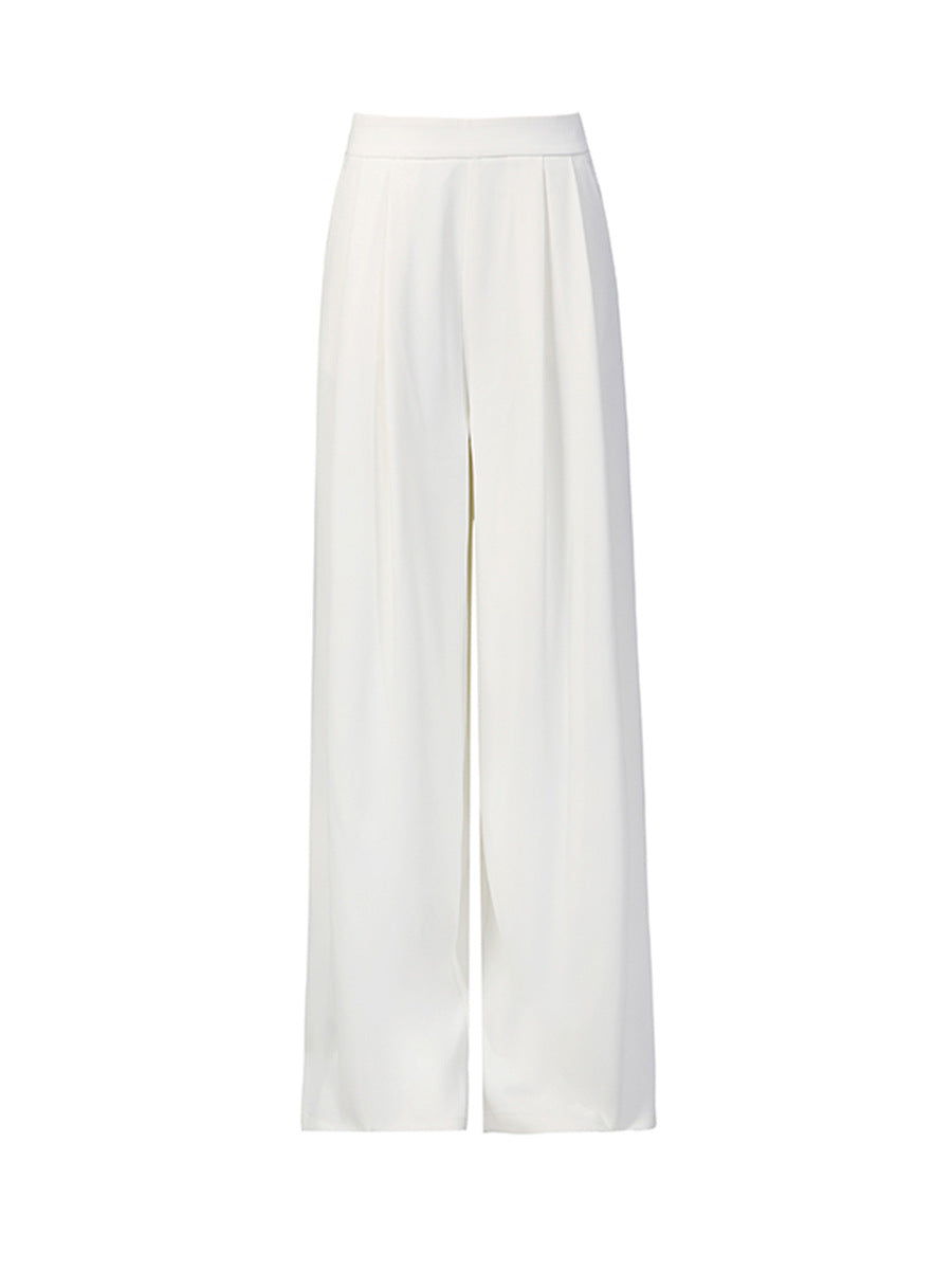Solid-color Long-sleeve Fitted Blazer & High-waisted Straight-leg Trousers Set NorixaFashion.com